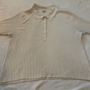 A New Day Ribber Woven Polo in Cream 3x
